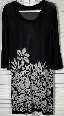 Michael Simon Knit Dress Studded  Animal Print  Floral Black/white Size XL • $42