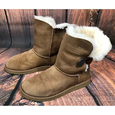 UGG Bailey Button Shearling Boots 5803 Tan Womens 8 (b5i) • $29.99