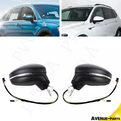 LH RH Side Heated 6+2pin Turn Light Blind Spot Mirror For VW Tiguan Paintable • $240.89