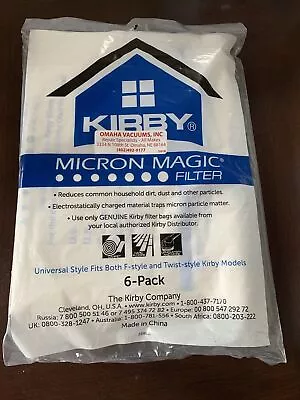GENUINE 6 Pack Kirby F Style & Twist Filter Vacuum Bags Micron Magic Technology • $13.99