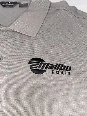 Malibu Boat Wakeboard Embroidered Men's Polo Boat Shirt Gray Size Large New • $26.10