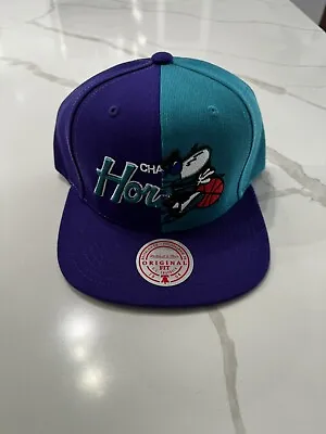 Charlotte Hornets Mitchell & Ness Hat Retro Two Tone Deadstock Snapback Cap   • $25