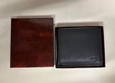 New Black Leather Vera Pelle 6 Card Bi-fold Wallet Made In Italy • $43.99