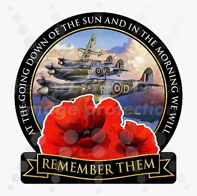 Lest We Forget Window Sticker RAF Spitfire Remembrance Day Remember Them • £4.99