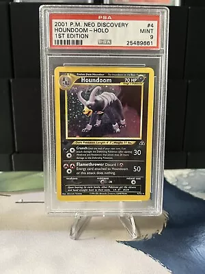 Pokémon TCG Houndoom Neo Discovery 4/75 1st Edition Holo Rare PSA 9 • $5