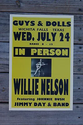 Willie Nelson Tour Poster 1963 Wichita Falls Texas-- • $4.25