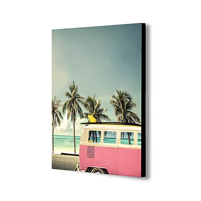 Camper Van Surfer - Canvas Wall Art Framed Print - Various Sizes • £12.99