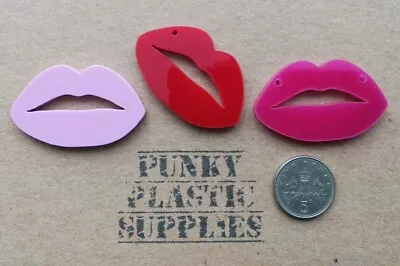 5x Lip Acrylic Charm/pendants/jewellery Making/craft's/kiss/laser Cut Lips  • £2