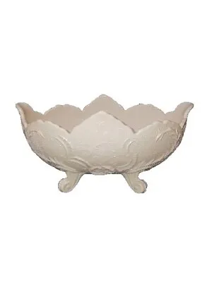 JEANETTE Console Fruit Bowl LOMBARDI 1950s Shell Pink Milk Glass Scroll Foot • $40