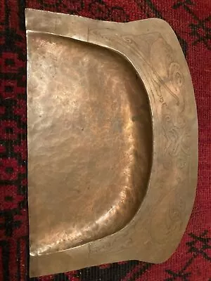 Vintage Mission Arts And Crafts Hammered Copper Dust Pan Crumb Catcher Peacocks • $45