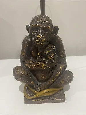 Seated / Sitting Monkey Holding Baby Table Lamp 22  Tall Without Shade Vintage • $40