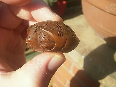 £21.99 • Buy Hand Carved Wood Netsuke Tortoise Inside It's Shell Collectable Figure ...2