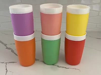 6 Vintage Bolero Therm-O-Ware Colorful Tumblers Mid Century 8oz Plastic Cups MCM • $29.99