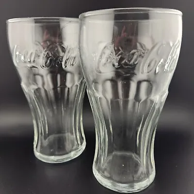 Vtg McDonald's Coca Cola Coke Clear Glass 16oz Drinking Glasses Tumbler 2 • $12