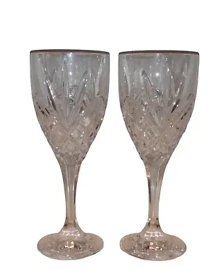  Dublin By Godinger Pattern Heavy Clear Crystal Wine Glass Goblet Set Of 2 • $14.75