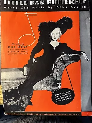 1936 MAE WEST Sheet Music ‘Little Bar Butterfly’ From KLONDIKE ANNIE (see Note) • $12.50