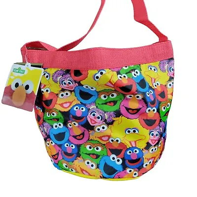 Sesame Street Bucket Bag Elmo Boys Girls Collapsible Nylon Gift Tote All Over  • $24.47