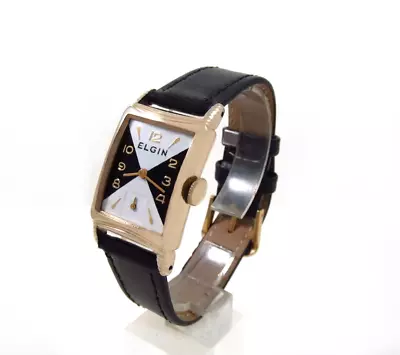 Stunning 1950's ELGIN Black & White  Men's Vintage Watch -Serviced • $149.99