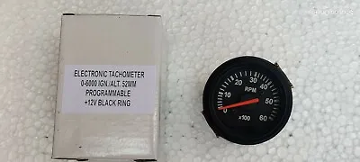 2 1/16  52mm Electronic Tachometer Cockpit International 6000 RPM Black Bezel • $87.99