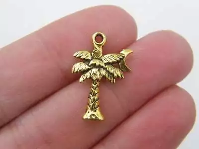 8 Palm Tree Charms Antique Gold Tone T19 • £2.30