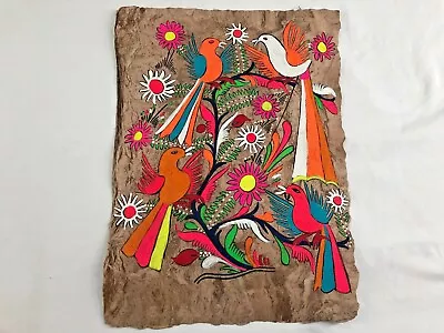 Vintage Mexican Folk Art Amate Bark Paintings Bright Colors Approx   9  X 12  • $45