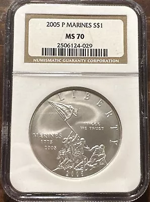 2005 P Marine Corps Commemorative Silver Dollar NGC MS70  • $93