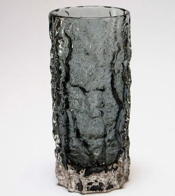 £62.99 • Buy Whitefriars Pewter Textured Glass 6 Inch Bark Vase Geoffrey Baxter