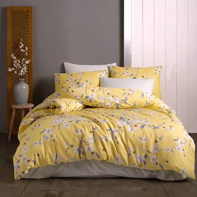 3-pc Bedding Set: TURKISH COTTON DUVET COVER + 2 PILLOW CASES YELLOW SAKURA • $49.95