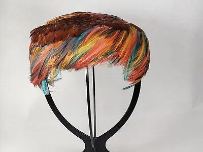 Vintage Colorful Millinery Feathered Union Made Hat • $49