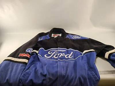 Ford Racing Jacket XXL Blue Bomber Racing Champion Apparel Nascar Embroidered • $103.99