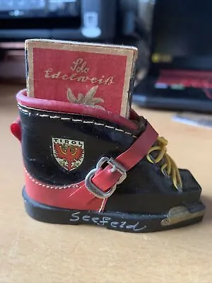 Novelty Match Box Leather Boot Tirol Seefeld • £5