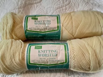 Vintage New 2 Skeins Sears Roebuck Worsted Yarn 100% Wool Baby Yellow 4 Oz Each • $7