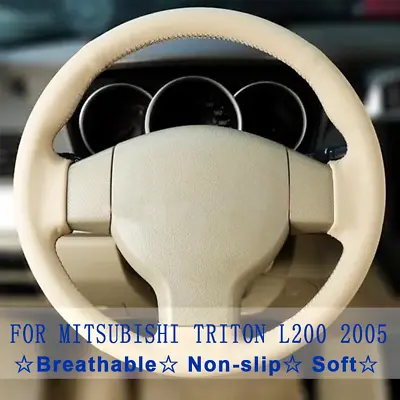 For Mitsubishi Triton L200 2005 True Leather Steering Wheel Cover Double Stitch • $19.99