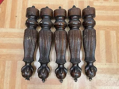 Vintage Large Table Legs Carved Antique Set Turned Wooden Victorian Farmhouse X5 • $99.99