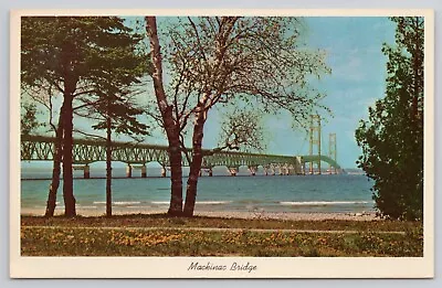 Mackinac Bridge Longest Suspension Bridge St. Ignace Mackinaw Michigan Postcard • $4.69