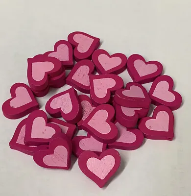 25pcs Pink Heart Wood Beads Approx 20 Mm Ideal For Children Craft W14 • £2.25