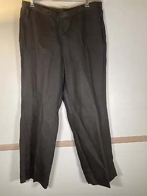 J Jill Black Linen Pants Medium TALL Wide Leg Pull On Lagenlook Capri Crop • $19.99