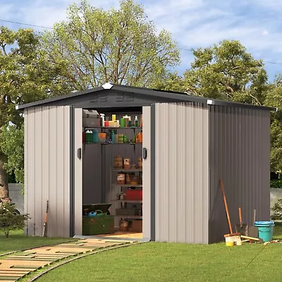 Outdoor Metal Storage Shed With Sliding Door Metal Garden Shed For Yard • $309.98