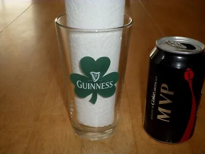 GUINNESS BEER - [SHAMROCK LOGO] Clear Glass PINT SIZE Beer Glass VINTAGE • $13