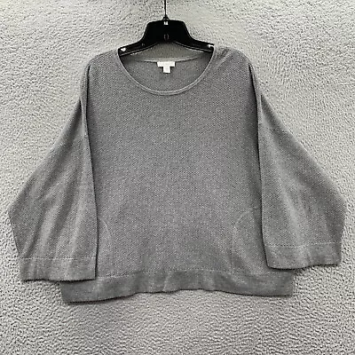 J Jill Sweater Womens Petite Medium Top Cotton Cashmere Gray Pure* • $12.95