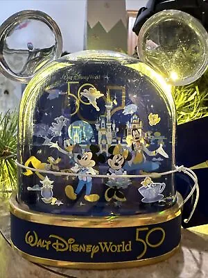 Walt Disney World Parks 50th Anniversary Snow Globe Mickey Ears Minnie WDW Icons • $36.99