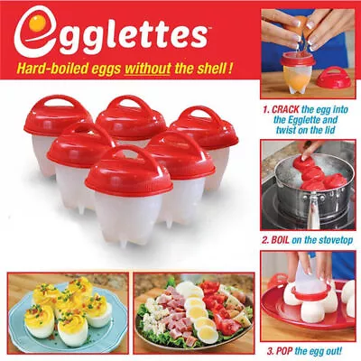 6x Egg Boiler No Messy Shells Silicone Hard Boiled Egg Cooker Daily Use UK • £5.59