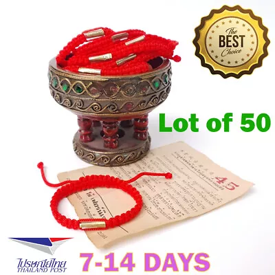 50x Bracelet Adjustable Cord Rope Wristband Thai Buddha Amulet Takrud Powerful G • $28.89