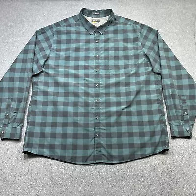 Eddie Bauer Shirt Mens 3XLT Black Green Check Button Down Travex Lightweight • $16.62