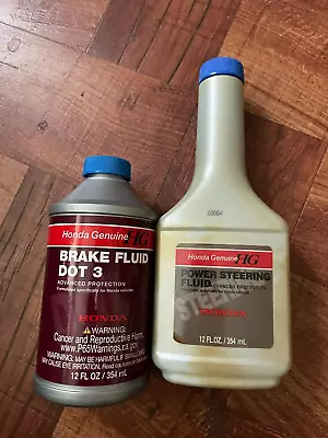 Used GENUINE HONDA Power Steering Pump Oil Fluid & Brake Fluid 2 Pc SET • $7.99