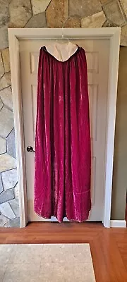 Vintage Handmade Long Magenta Pink Velvet Cape W/ Silver Sequin Trim Osfa Adult • $39.77