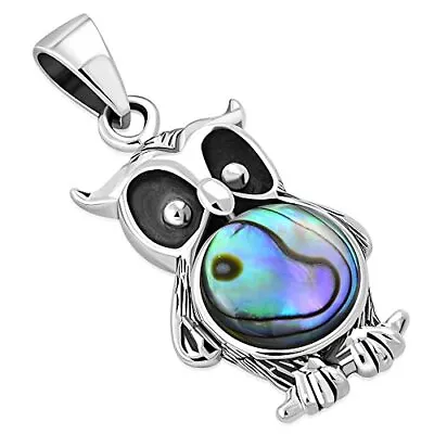 Created Gemstone 925 Sterling Silver Night Owl Pendant Necklace • $29.99