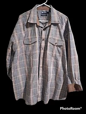 Panhandle Slim Men's Brown/Black Plaid Flip-Cuff Shirt Size 2XL • $13