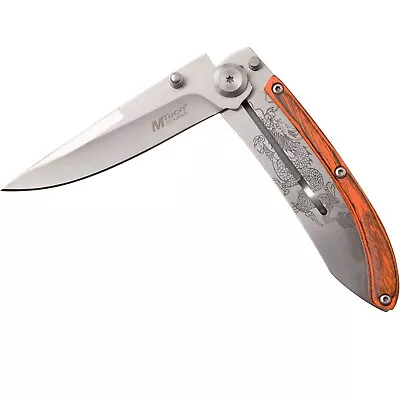 Mtech Folder 3.25 In Blade Wood-Stainless Steel Handle MT-1151PDR • $7.70