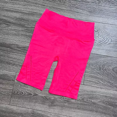 Victorias Secret Sport High Rise Biker Bike Shorts Neon Pink Stretch Laser Cut M • $24